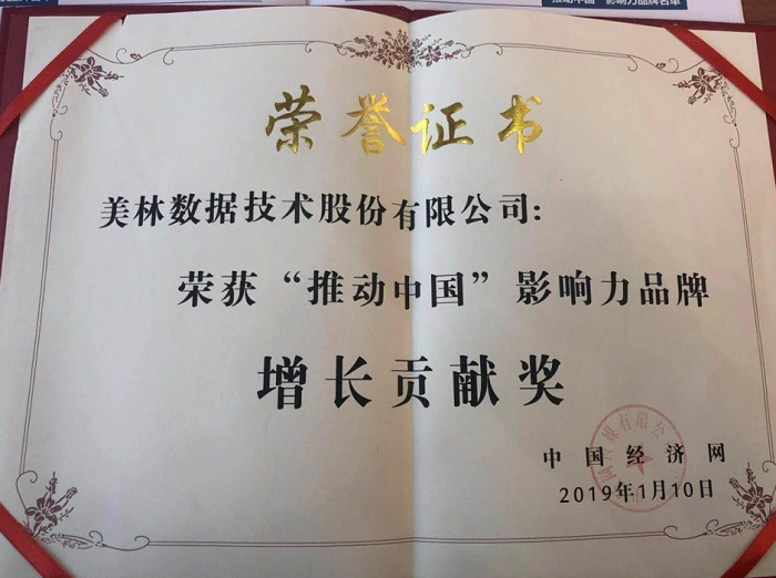 美林?jǐn)?shù)據(jù)榮獲“推動(dòng)中國”影響力品牌增長貢獻(xiàn)獎(jiǎng)