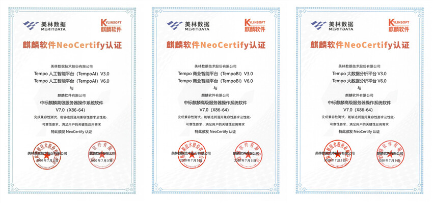 美林?jǐn)?shù)據(jù)Tempo與麒麟系統(tǒng)完成兼容認(rèn)證